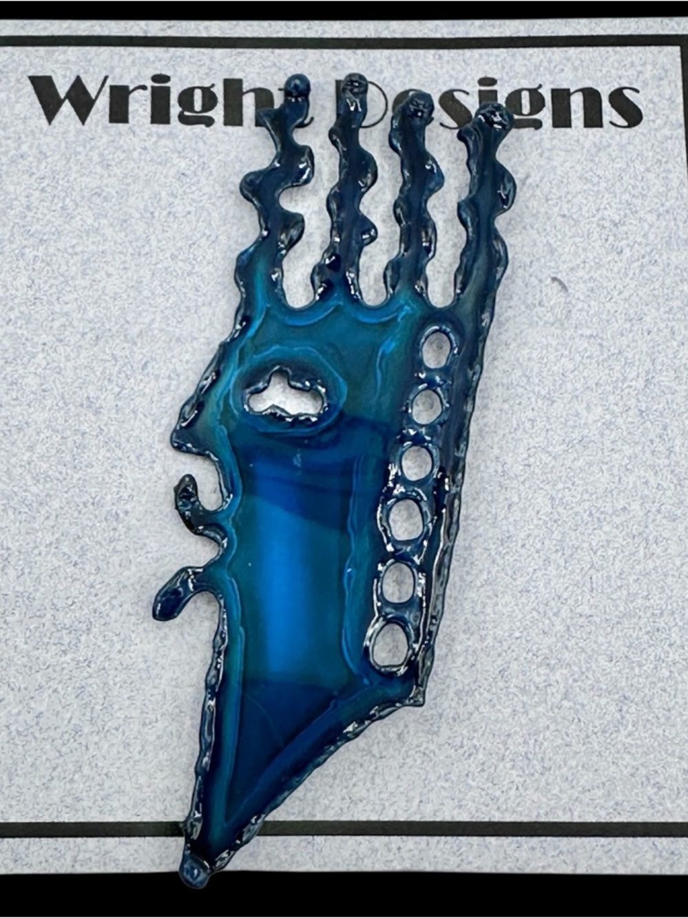 🌼 Hand Crafted Blue Human Metal Art Artesian Pin Brooch